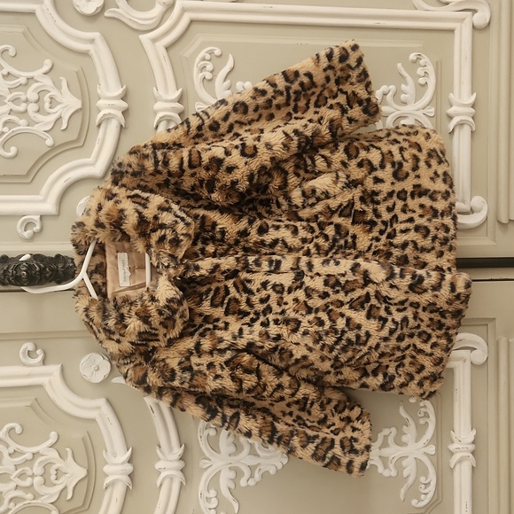 David Jones Girls Leopard Faux Fur Coat Size 3 - Picture 1 of 4